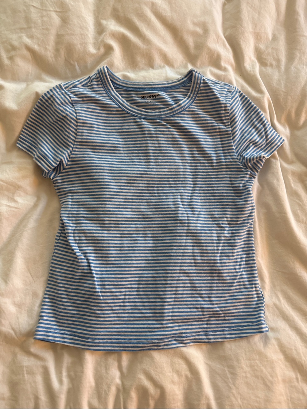 Old Navy Blue & White Striped Short Sleeve Tee